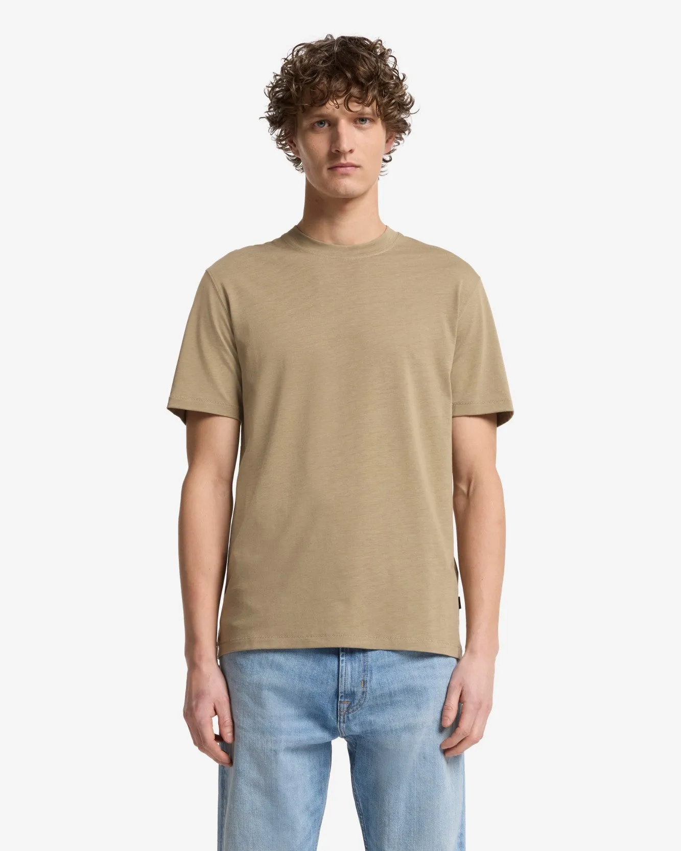 Lyocell Crewneck Tee in Taupe sold by 7 For All Mankind