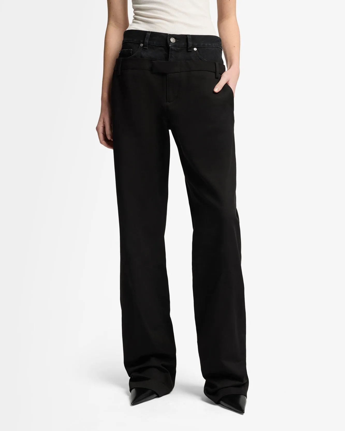 Double Waist Trouser in Black sold by 7 For All Mankind product image thumbnail 3