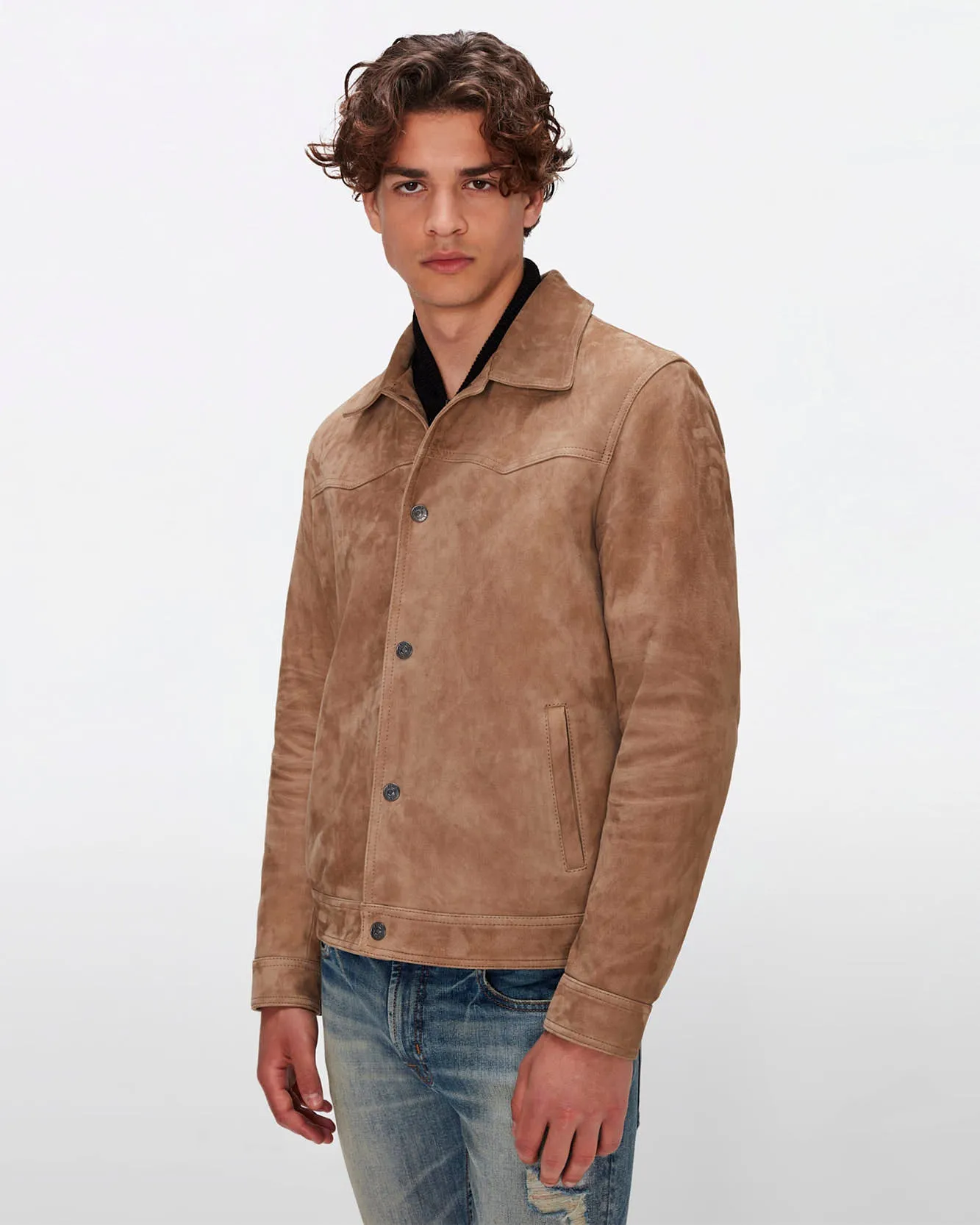 Suede Western Jacket in Bamboo sold by 7 For All Mankind product image thumbnail 2