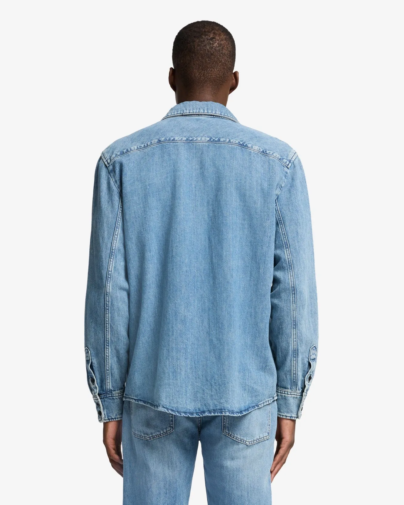 Denim Linen Overshirt in Station sold by 7 For All Mankind product image thumbnail 5