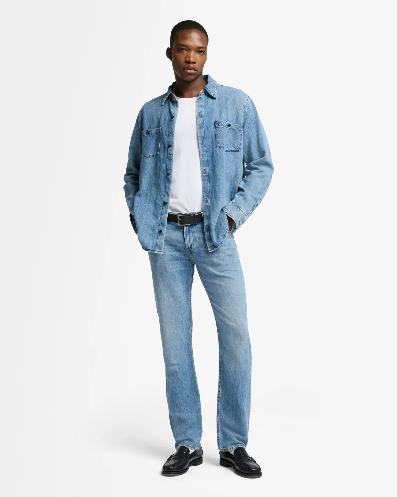 Denim Linen Overshirt in Station sold by 7 For All Mankind product image thumbnail 3