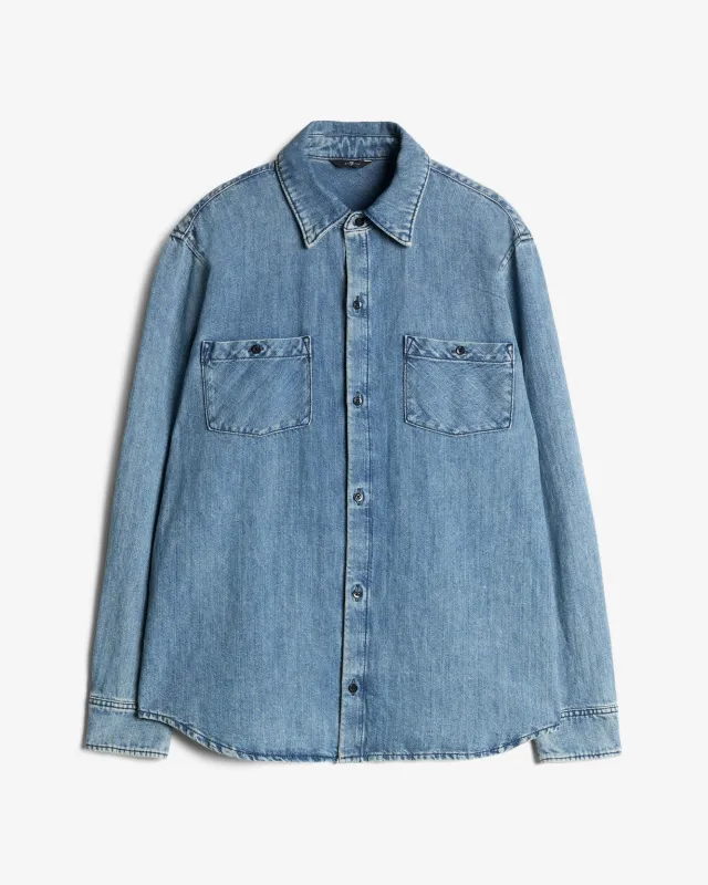 Denim Linen Overshirt in Station sold by 7 For All Mankind