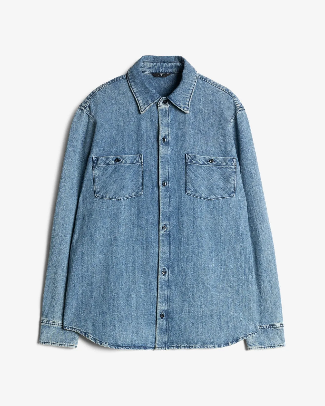 Denim Linen Overshirt in Station sold by 7 For All Mankind