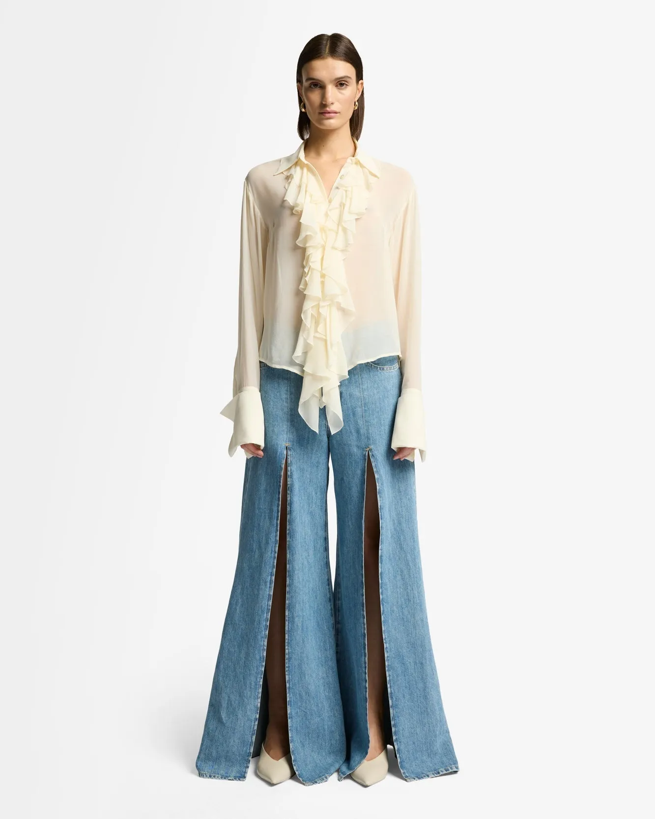 Indigo Linen Willow Palazzo Wide Leg in Arizona sold by 7 For All Mankind product image thumbnail 2