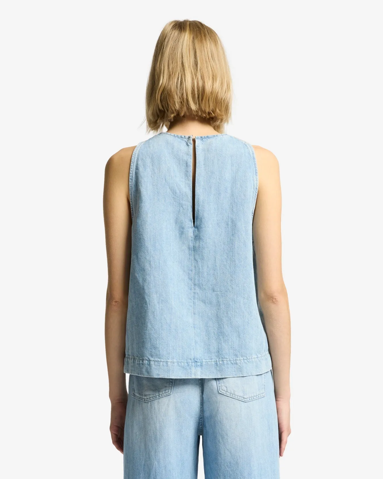Indigo Linen Sleeveless Top in Kansas sold by 7 For All Mankind product image thumbnail 5