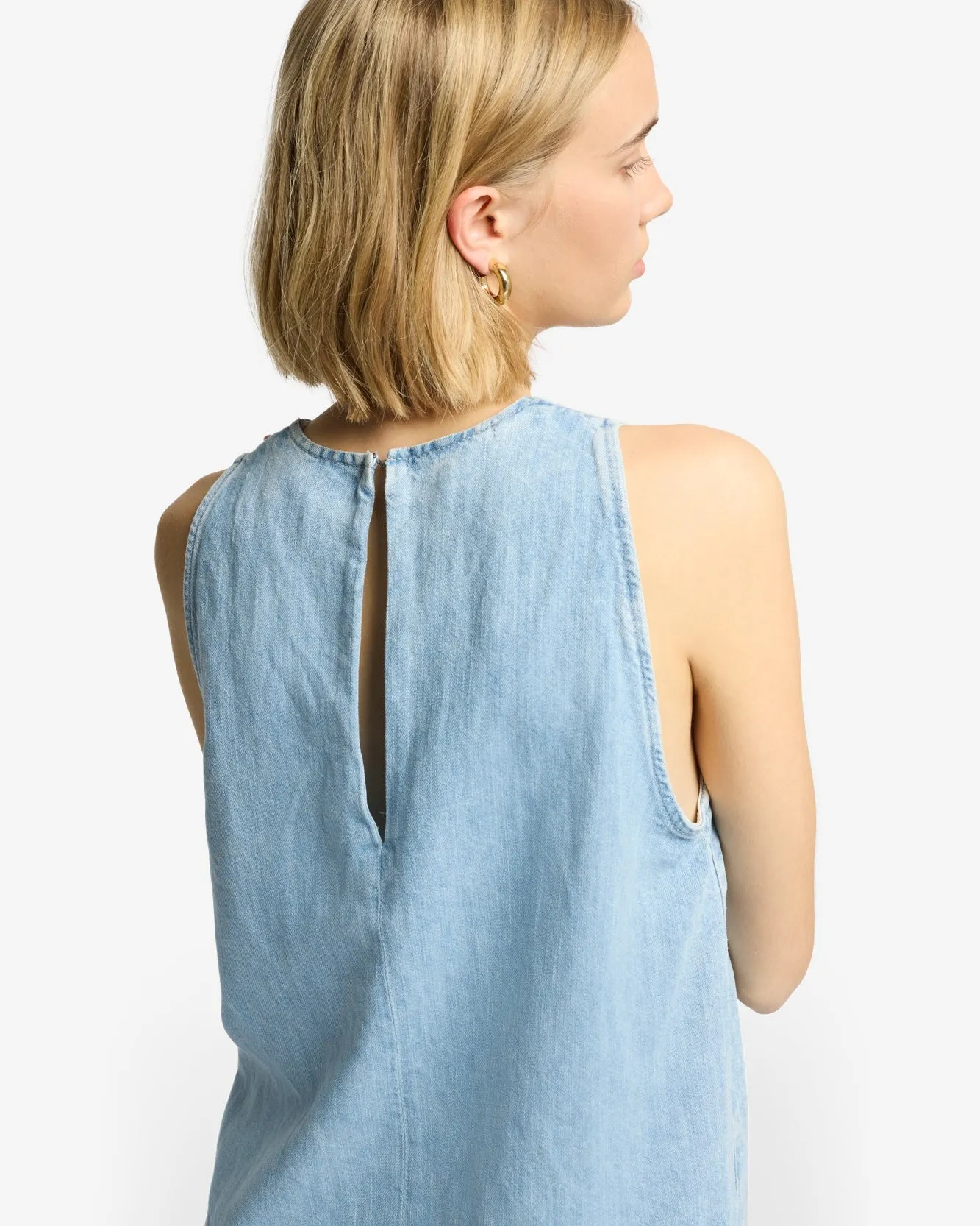 Indigo Linen Sleeveless Top in Kansas sold by 7 For All Mankind product image thumbnail 4