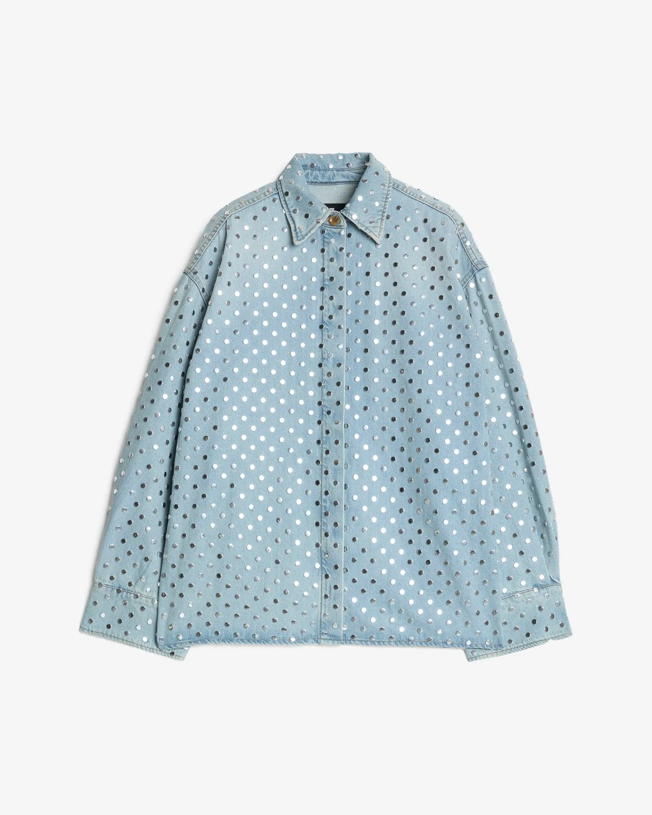 Studded Denim Overshirt in Bleach sold by 7 For All Mankind