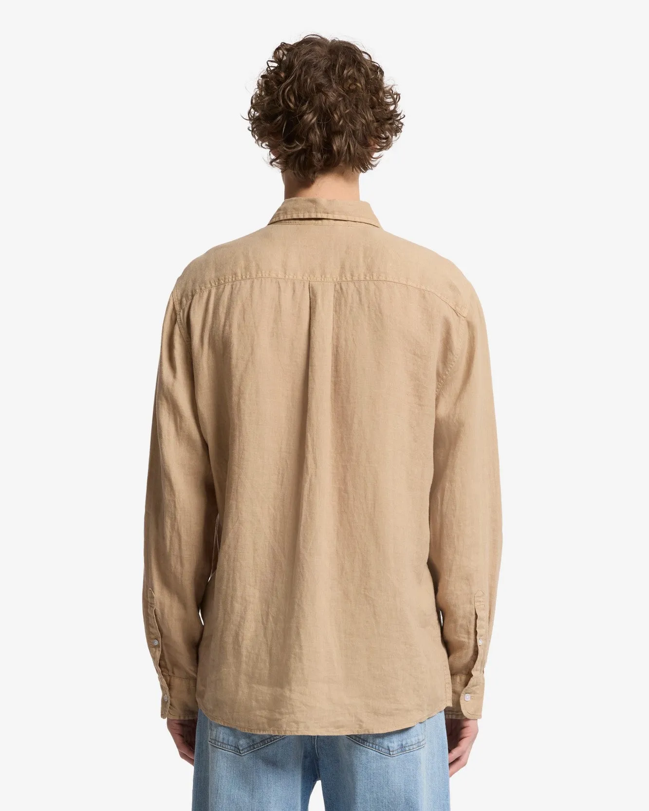 Classic Linen Button Up Shirt in Taupe sold by 7 For All Mankind product image thumbnail 5