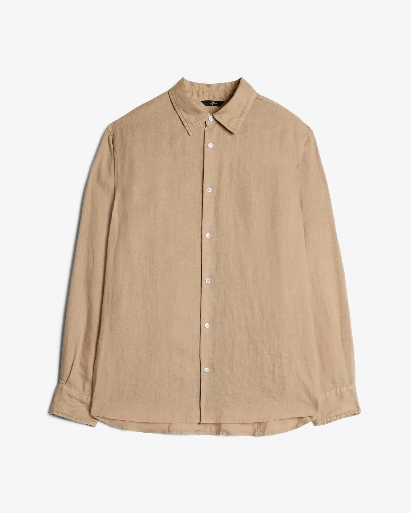 Classic Linen Button Up Shirt in Taupe sold by 7 For All Mankind