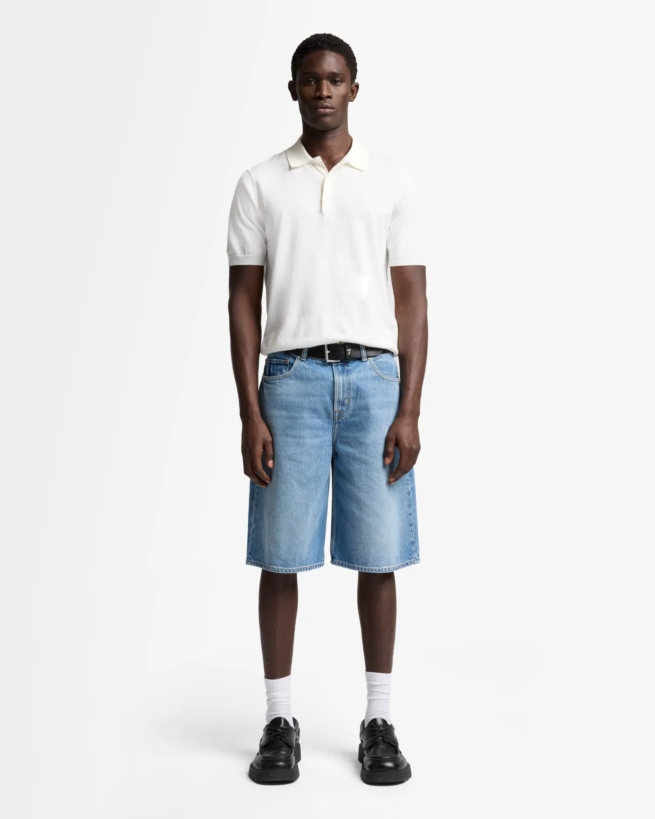 Short Sleeve Polo Sweater in Off White sold by 7 For All Mankind product image thumbnail 3