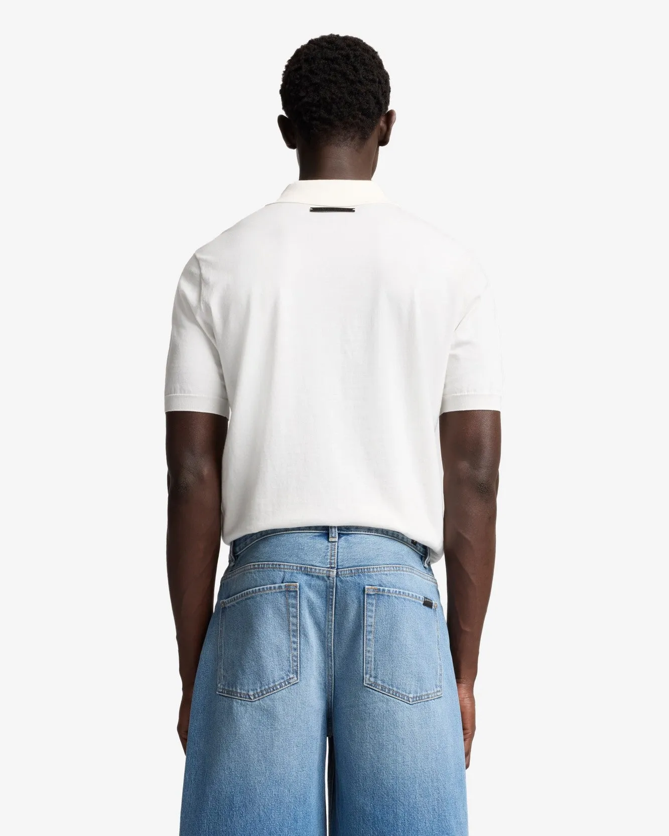Short Sleeve Polo Sweater in Off White sold by 7 For All Mankind product image thumbnail 5