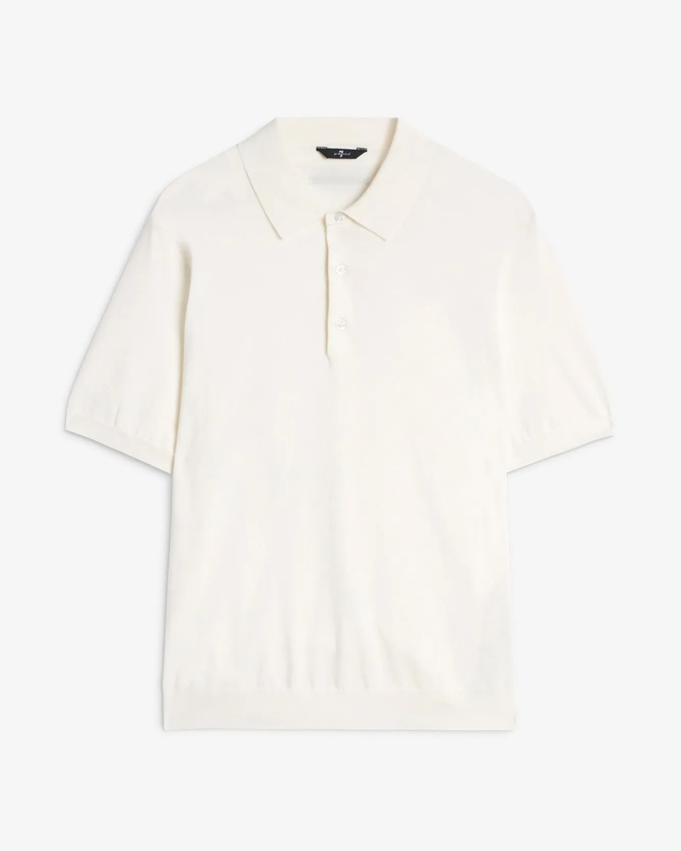 Short Sleeve Polo Sweater in Off White sold by 7 For All Mankind