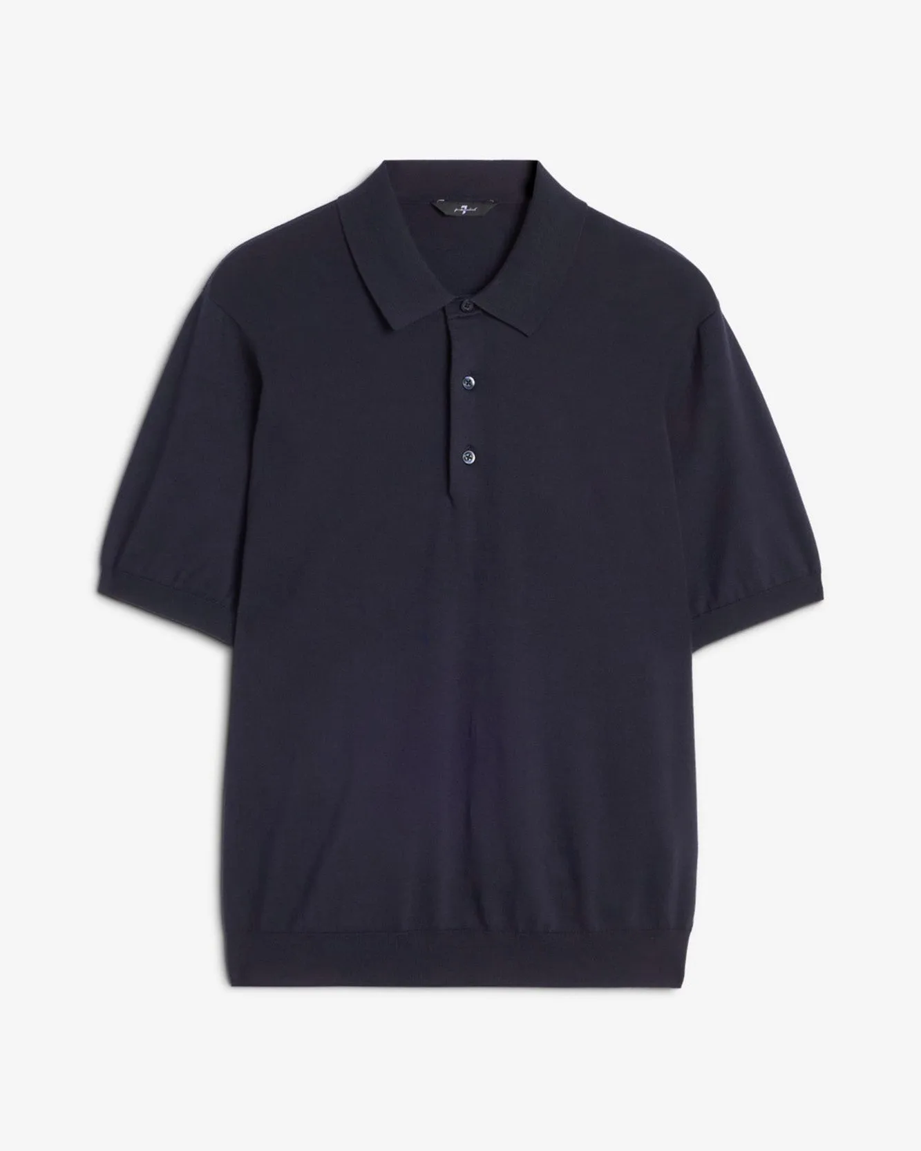 Short Sleeve Polo Sweater in Navy sold by 7 For All Mankind