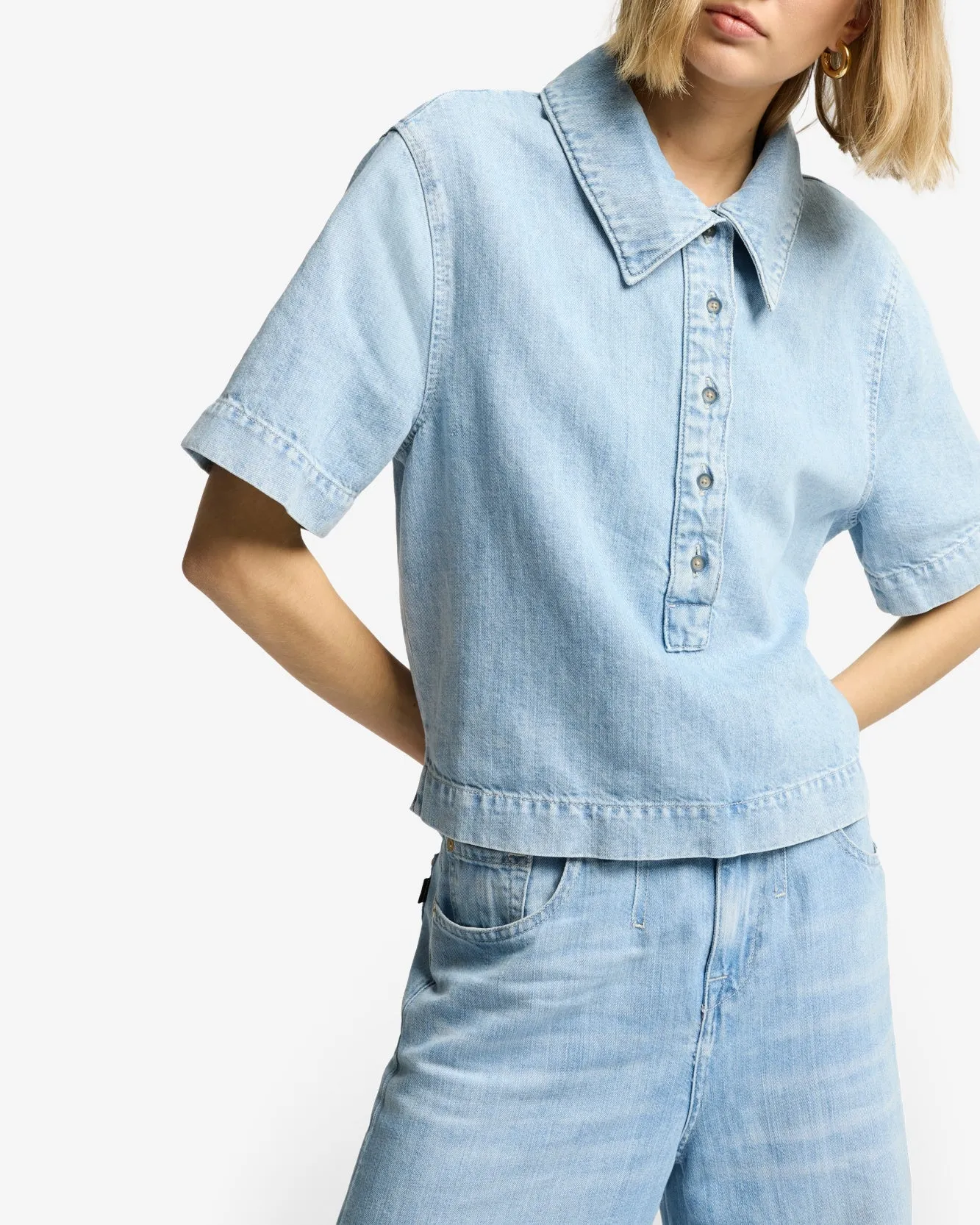 Indigo Linen Polo in Kansas sold by 7 For All Mankind product image thumbnail 4