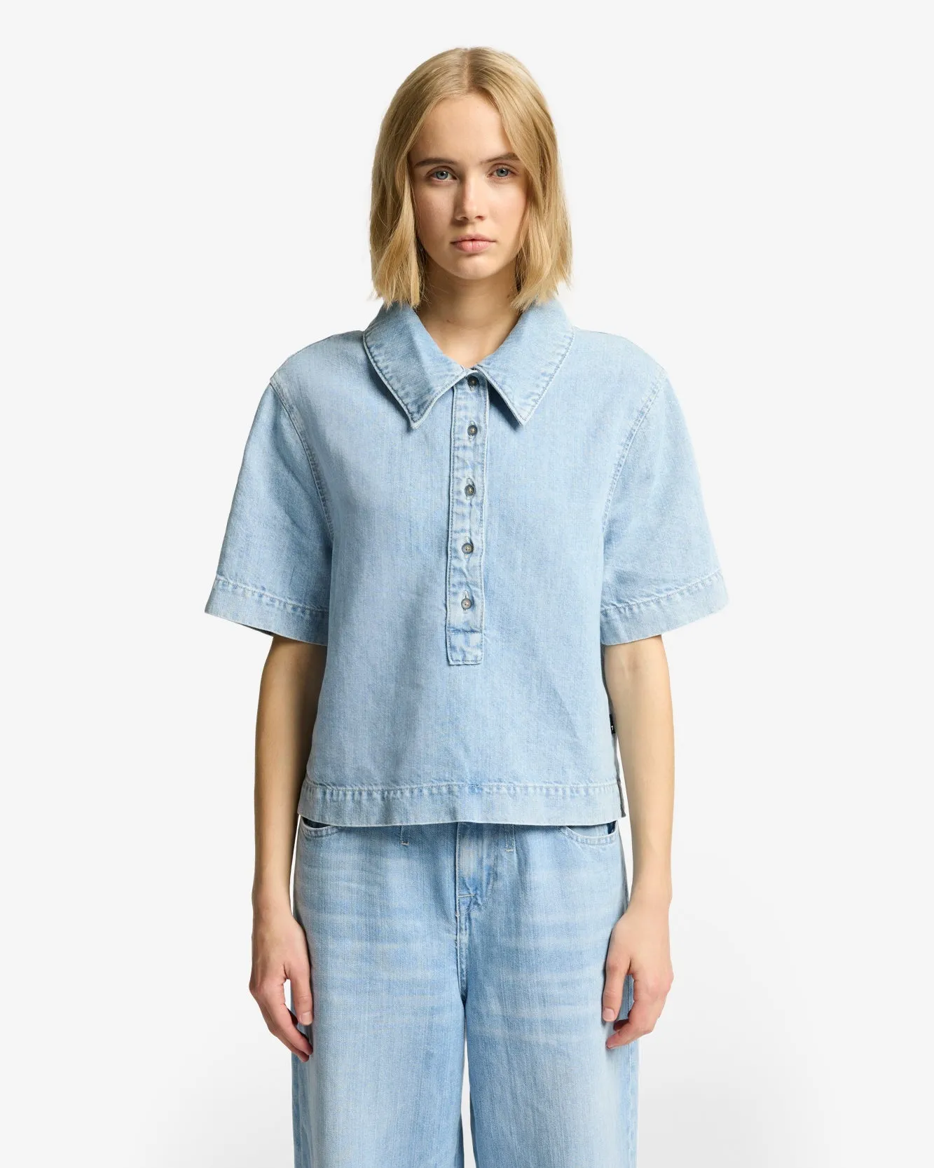 Indigo Linen Polo in Kansas sold by 7 For All Mankind product image thumbnail 2