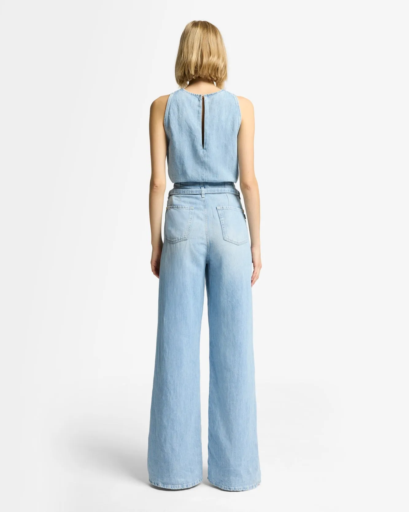 Indigo Linen Belted Wide Leg in Kansas sold by 7 For All Mankind product image thumbnail 5