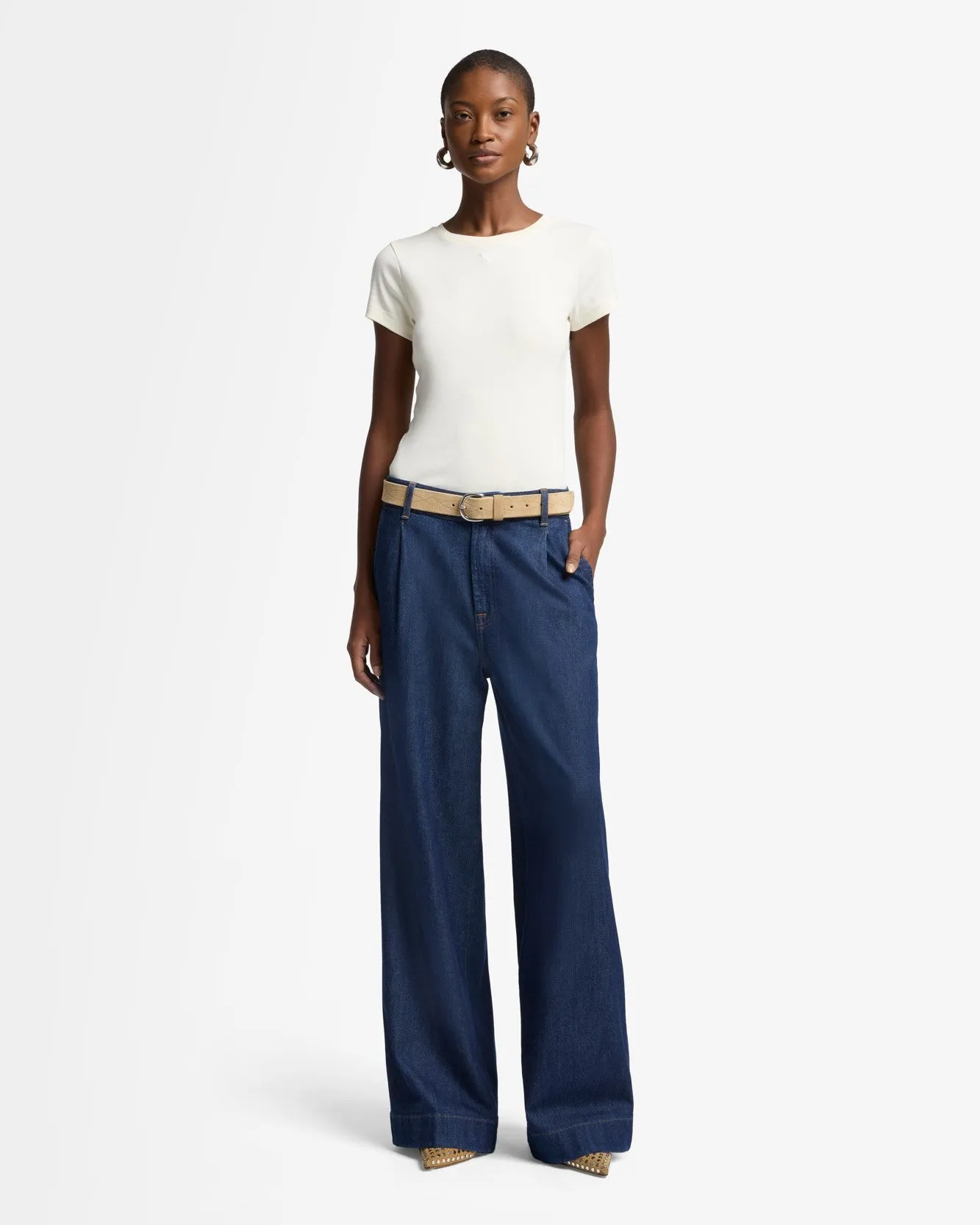 Weightless Pleated Denim Trouser in Halona sold by 7 For All Mankind product image thumbnail 2