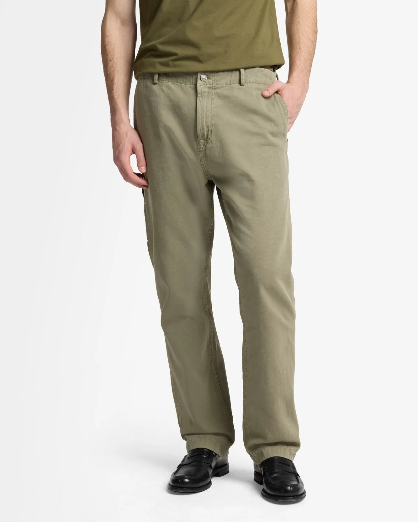 Linen Blend Carpenter Chino in Olive sold by 7 For All Mankind product image thumbnail 3