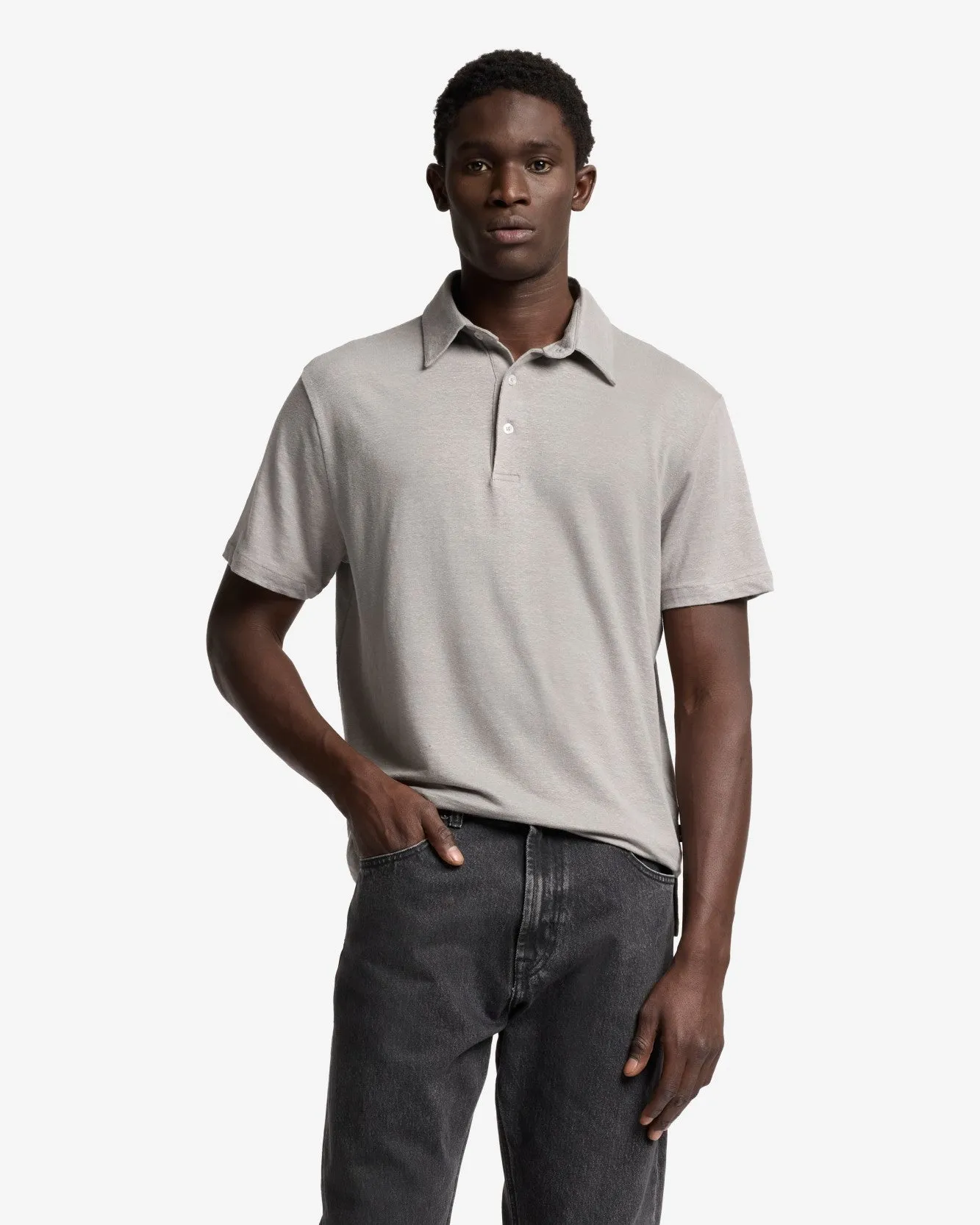 Linen Polo in Steel Grey sold by 7 For All Mankind product image thumbnail 2