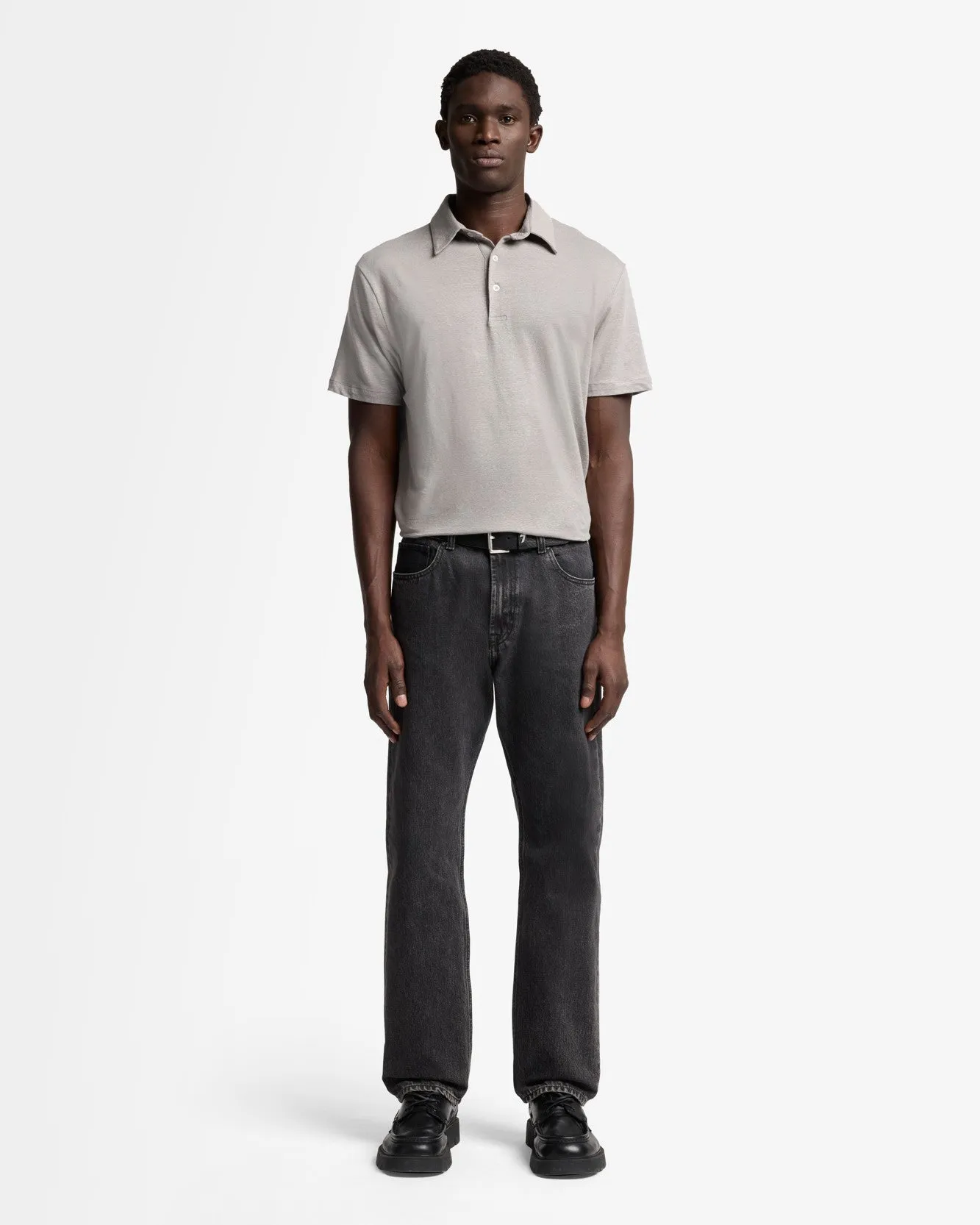 Linen Polo in Steel Grey sold by 7 For All Mankind product image thumbnail 3