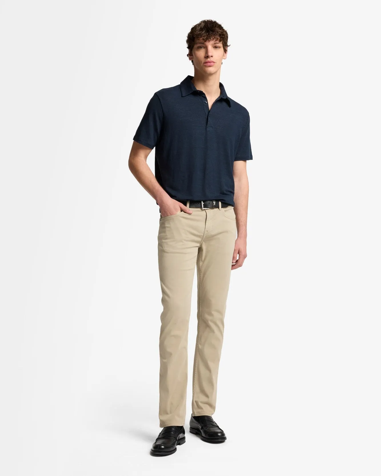 Linen Polo in Ocean Floor sold by 7 For All Mankind product image thumbnail 3