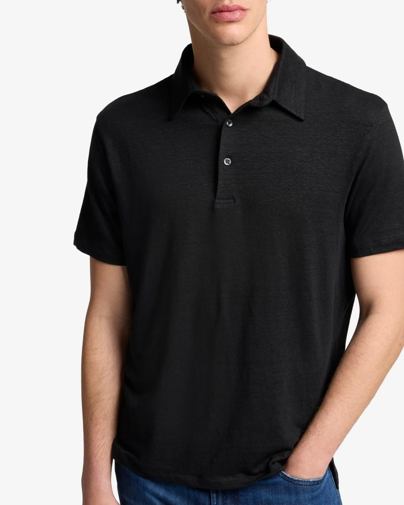 Linen Polo in Linen Black sold by 7 For All Mankind product image thumbnail 4