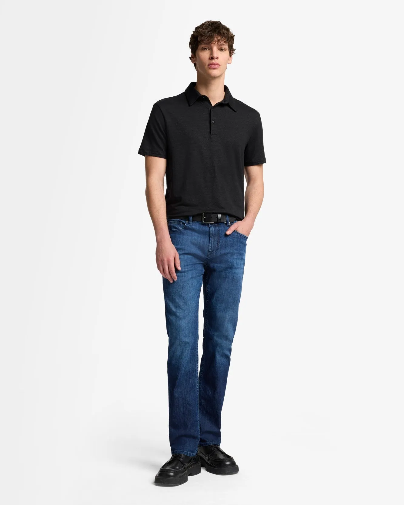 Linen Polo in Linen Black sold by 7 For All Mankind product image thumbnail 3