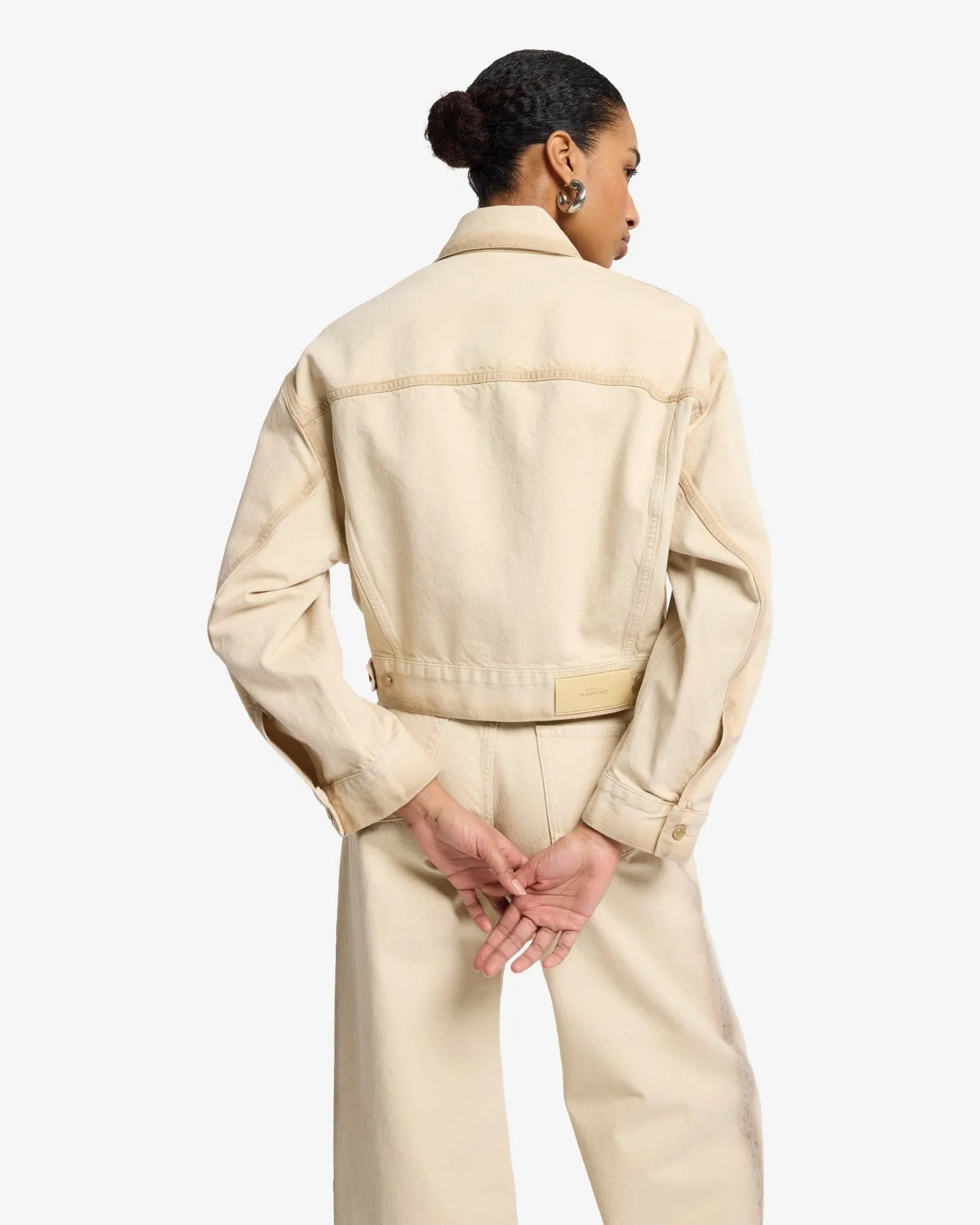MANKIND Oli Cropped Trucker Jacket in Sand Beach sold by 7 For All Mankind product image thumbnail 4