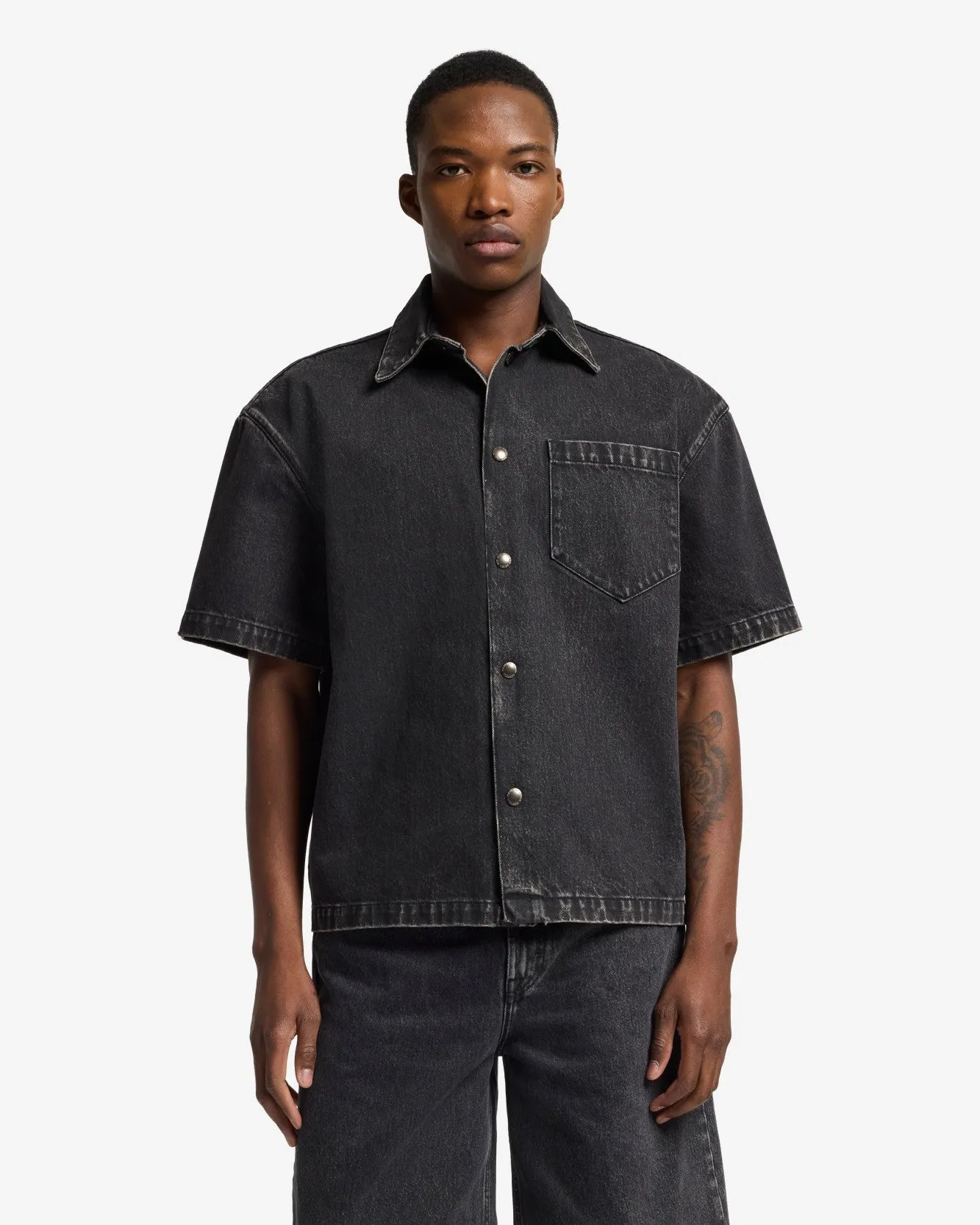 Denim Camp Shirt in Caviar sold by 7 For All Mankind product image thumbnail 2