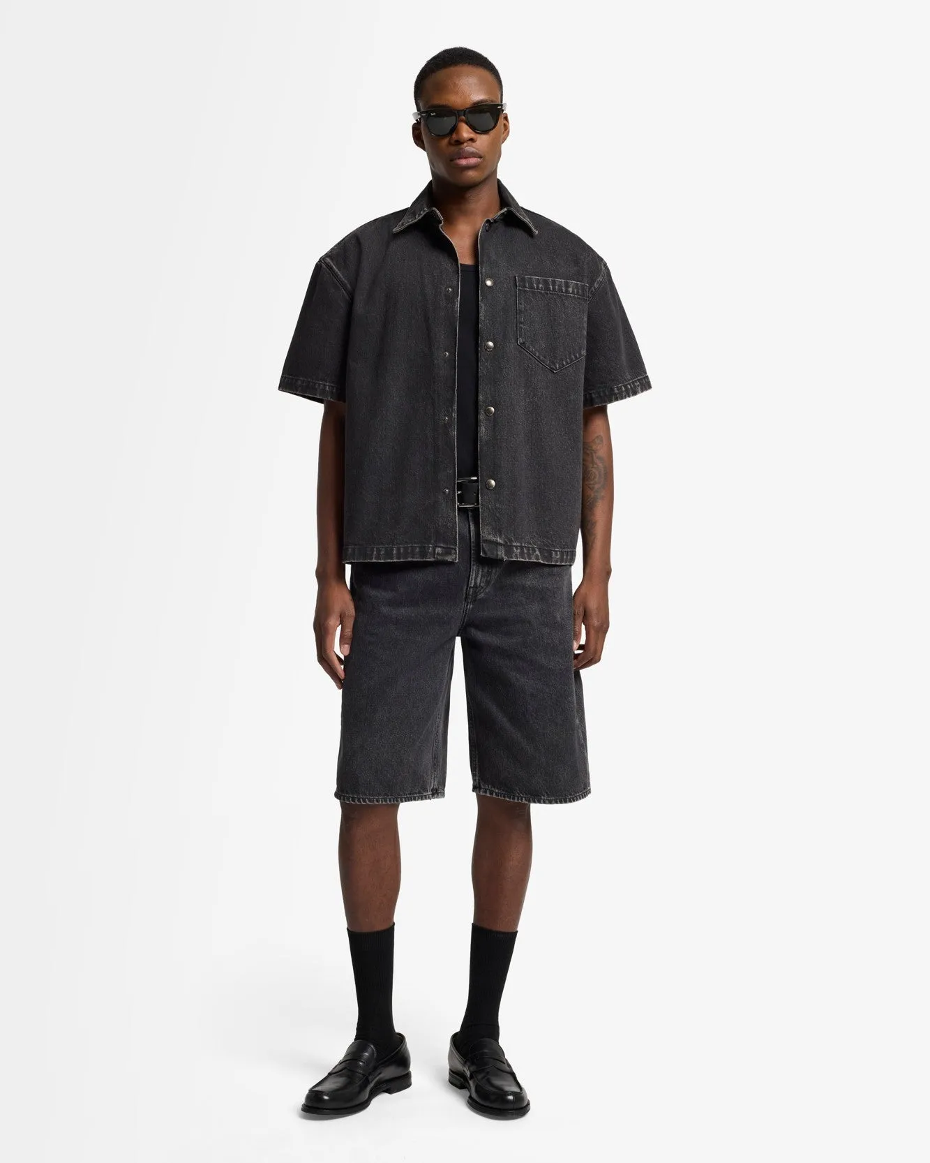 Denim Camp Shirt in Caviar sold by 7 For All Mankind product image thumbnail 3