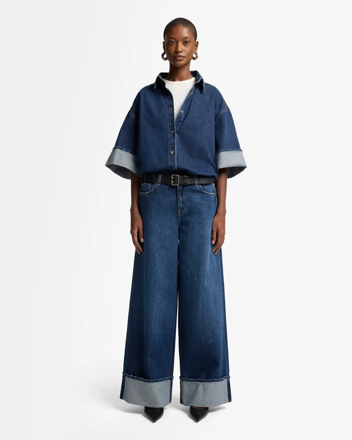 MANKIND Nina Cuffed Overshirt in Radar sold by 7 For All Mankind product image thumbnail 3