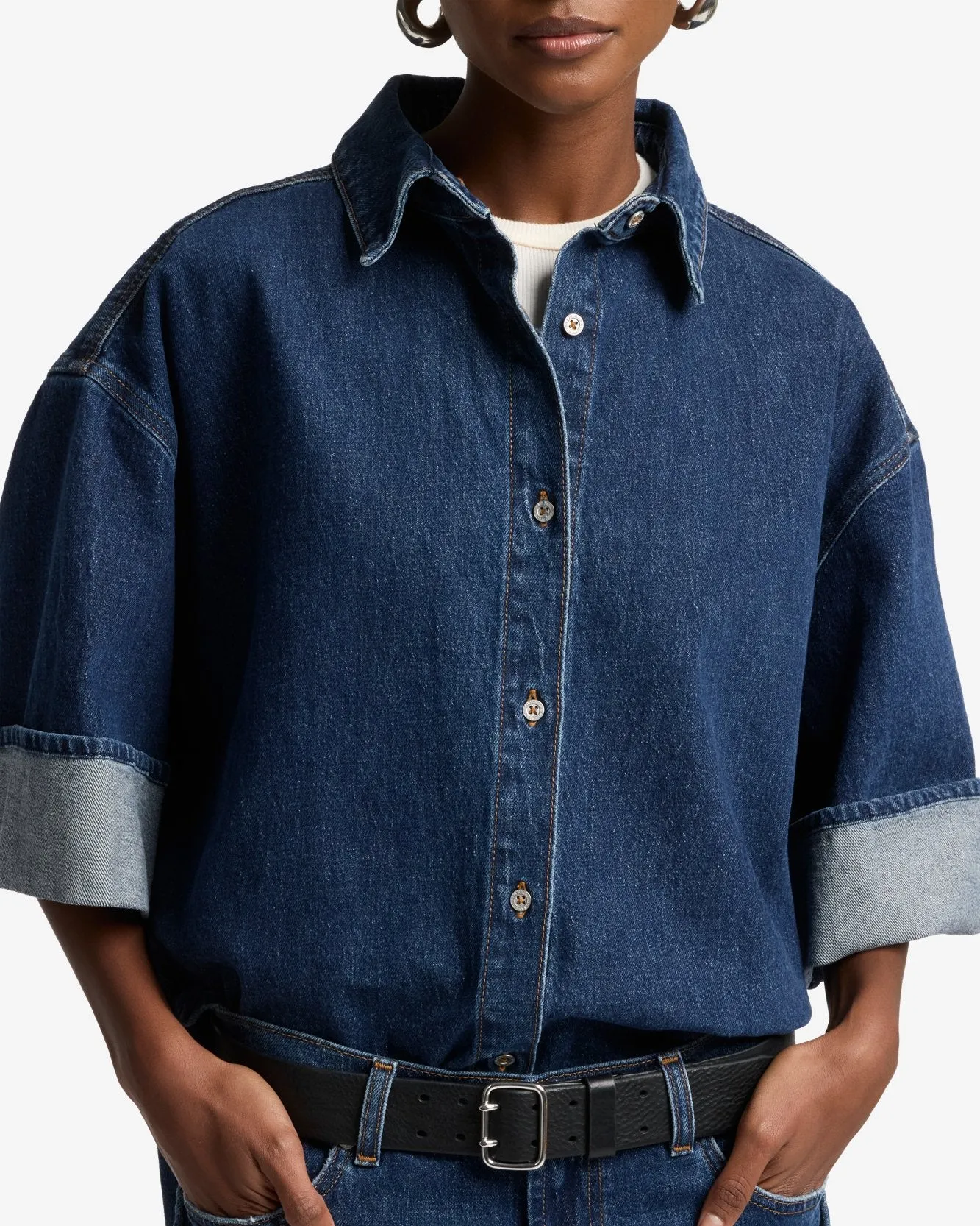 MANKIND Nina Cuffed Overshirt in Radar sold by 7 For All Mankind product image thumbnail 4