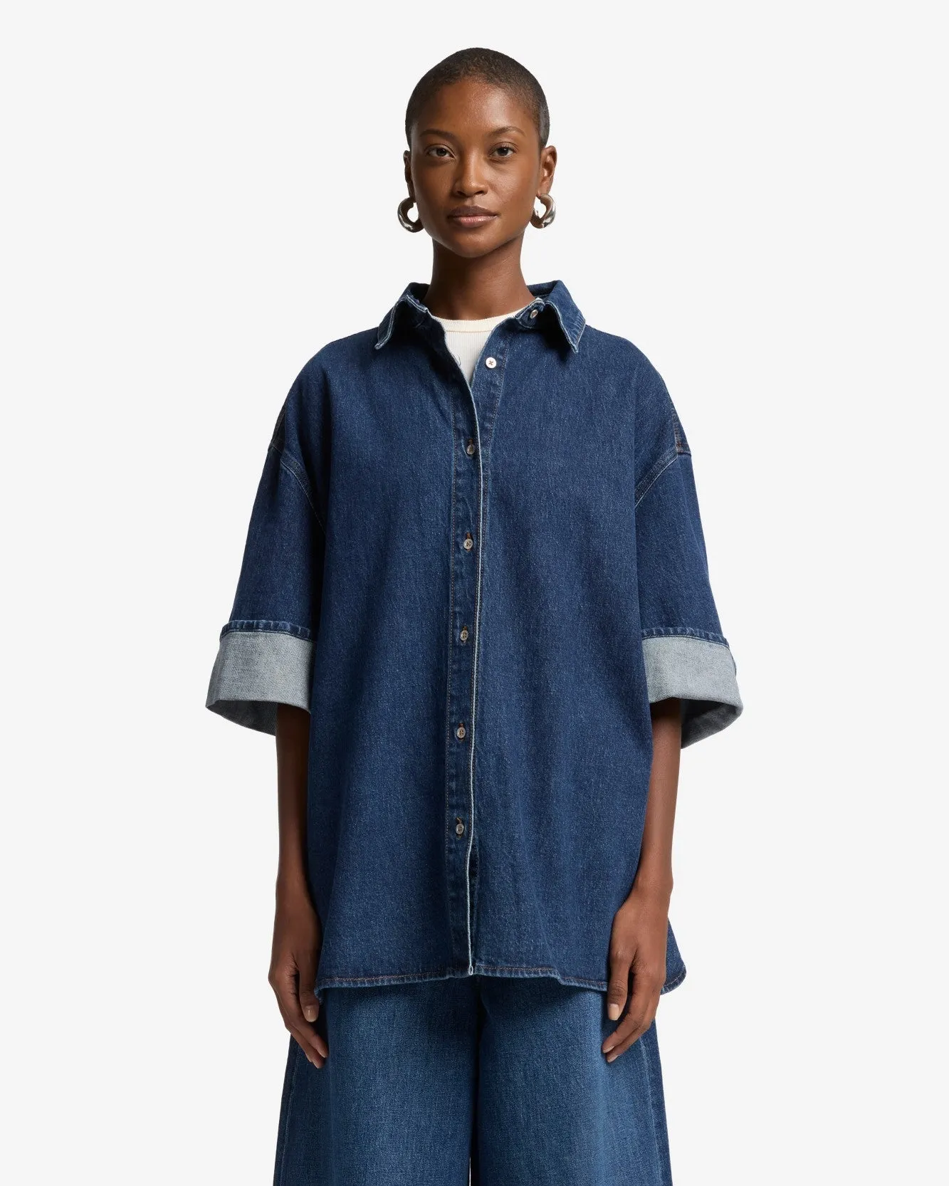 MANKIND Nina Cuffed Overshirt in Radar sold by 7 For All Mankind product image thumbnail 2
