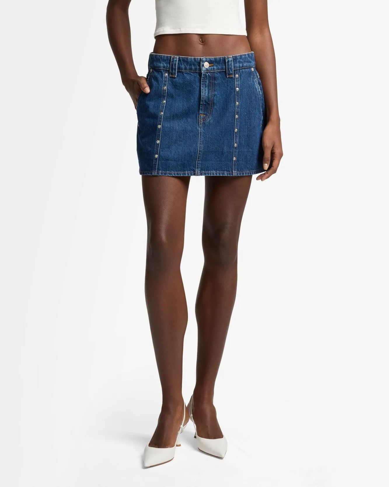 MANKIND Milly Studded Mini Skirt in Le Blue sold by 7 For All Mankind product image thumbnail 3