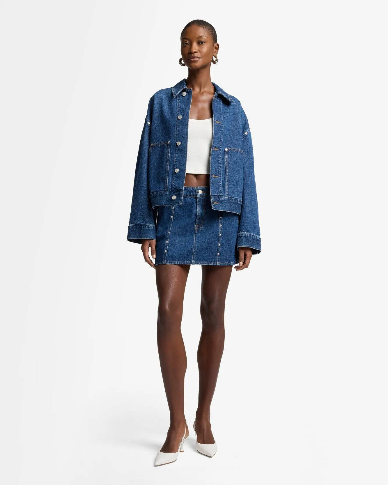 MANKIND Milly Studded Mini Skirt in Le Blue sold by 7 For All Mankind product image thumbnail 2
