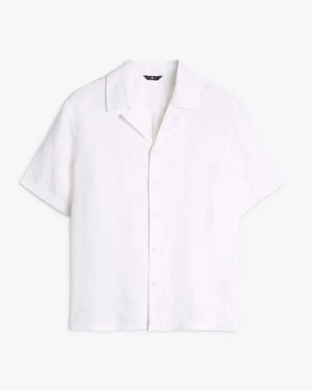 Linen Camp Shirt in White sold by 7 For All Mankind