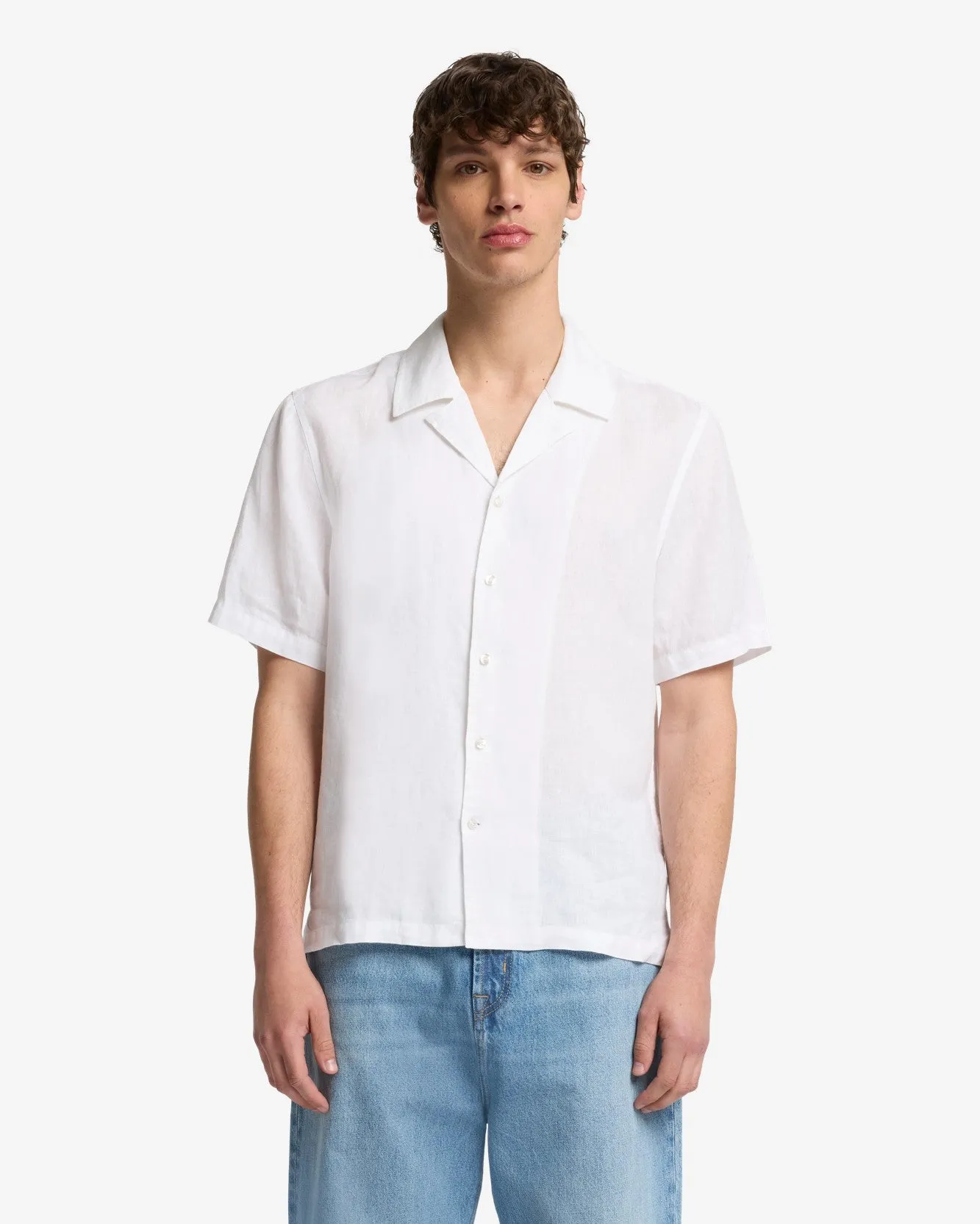 Linen Camp Shirt in White sold by 7 For All Mankind product image thumbnail 2