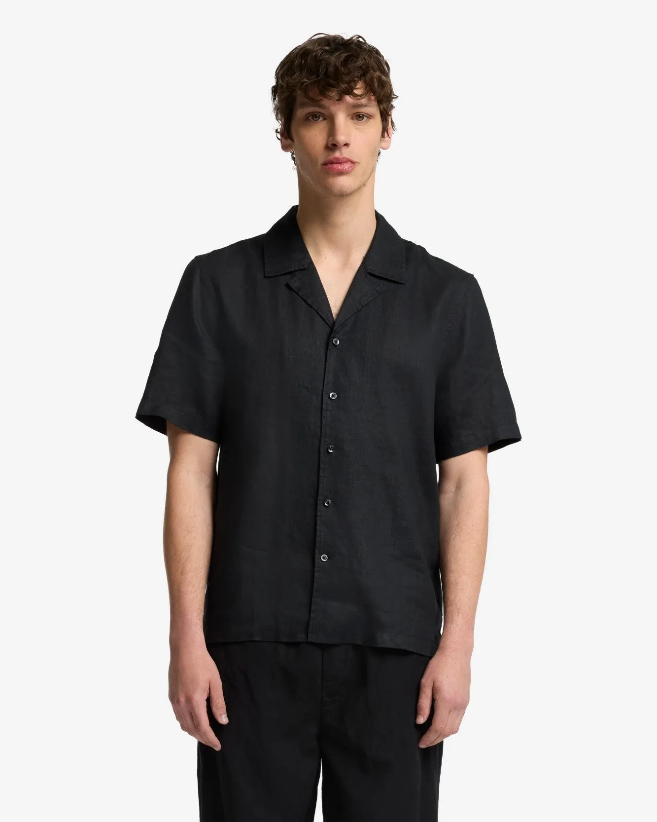 Linen Camp Shirt in Black sold by 7 For All Mankind product image thumbnail 2