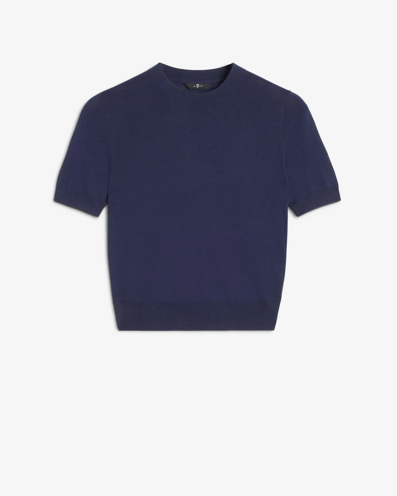Silk Blend Short Sleeve Sweater in Navy sold by 7 For All Mankind