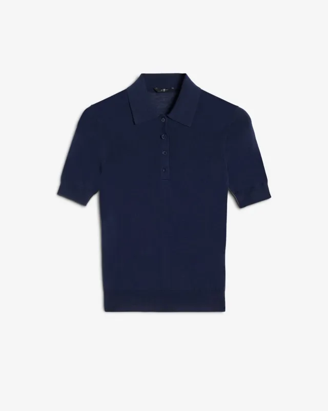 Silk Blend Polo in Navy sold by 7 For All Mankind