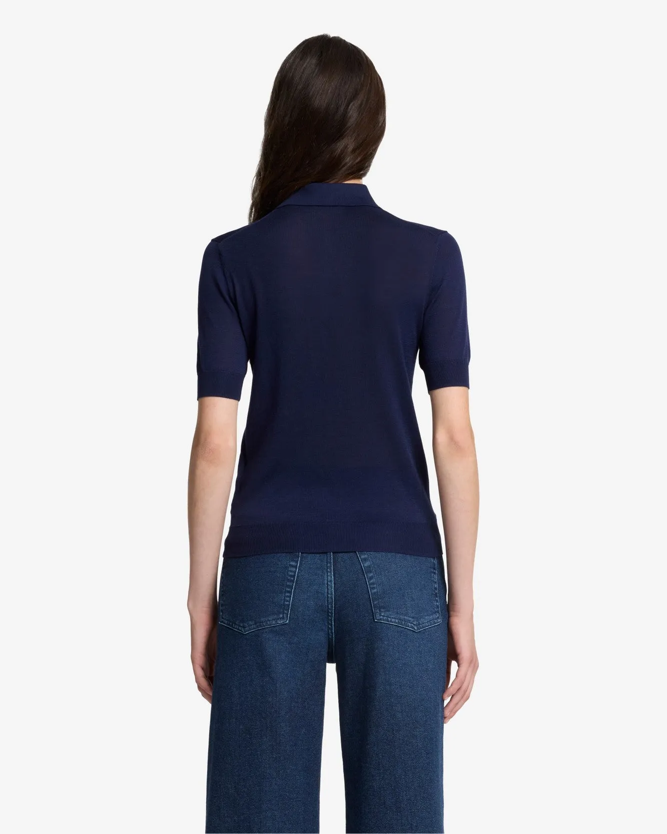 Silk Blend Polo in Navy sold by 7 For All Mankind product image thumbnail 5