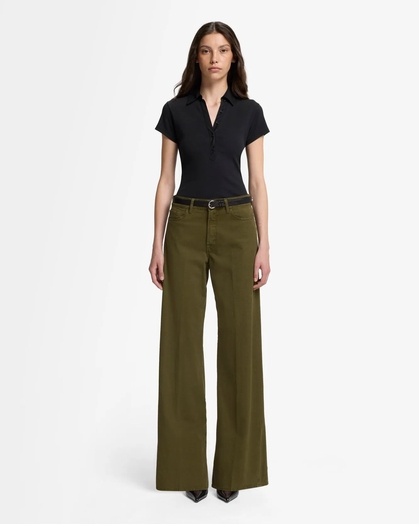 Ribbed Henley Polo in Black sold by 7 For All Mankind product image thumbnail 3