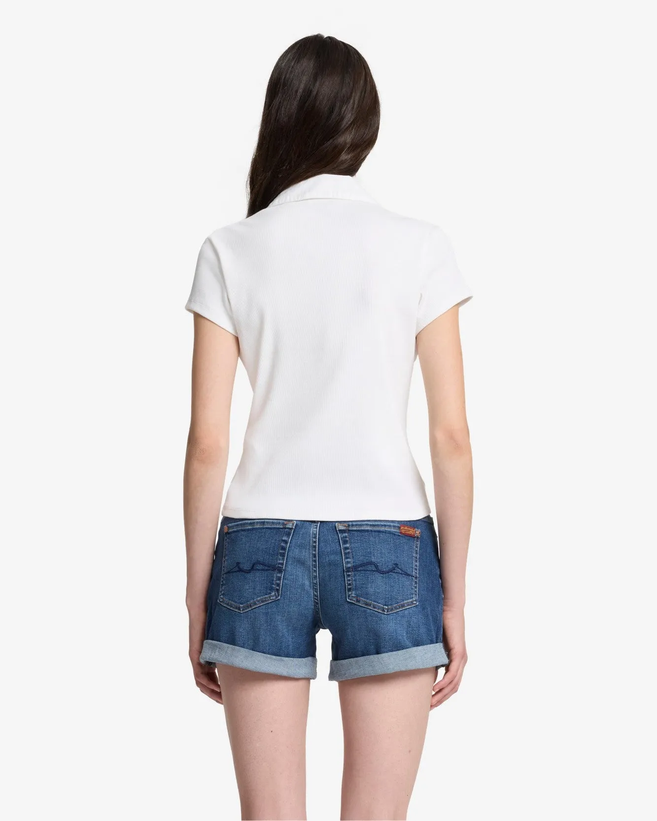 Ribbed Henley Polo in Optical White sold by 7 For All Mankind product image thumbnail 5