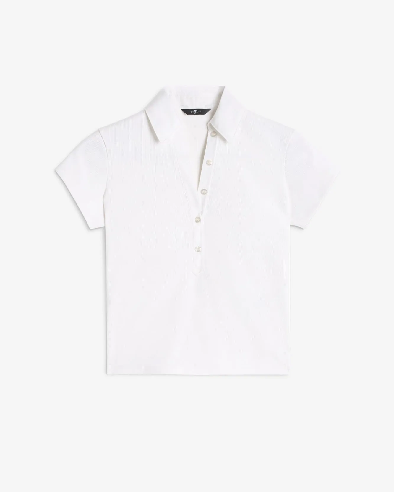 Ribbed Henley Polo in Optical White sold by 7 For All Mankind