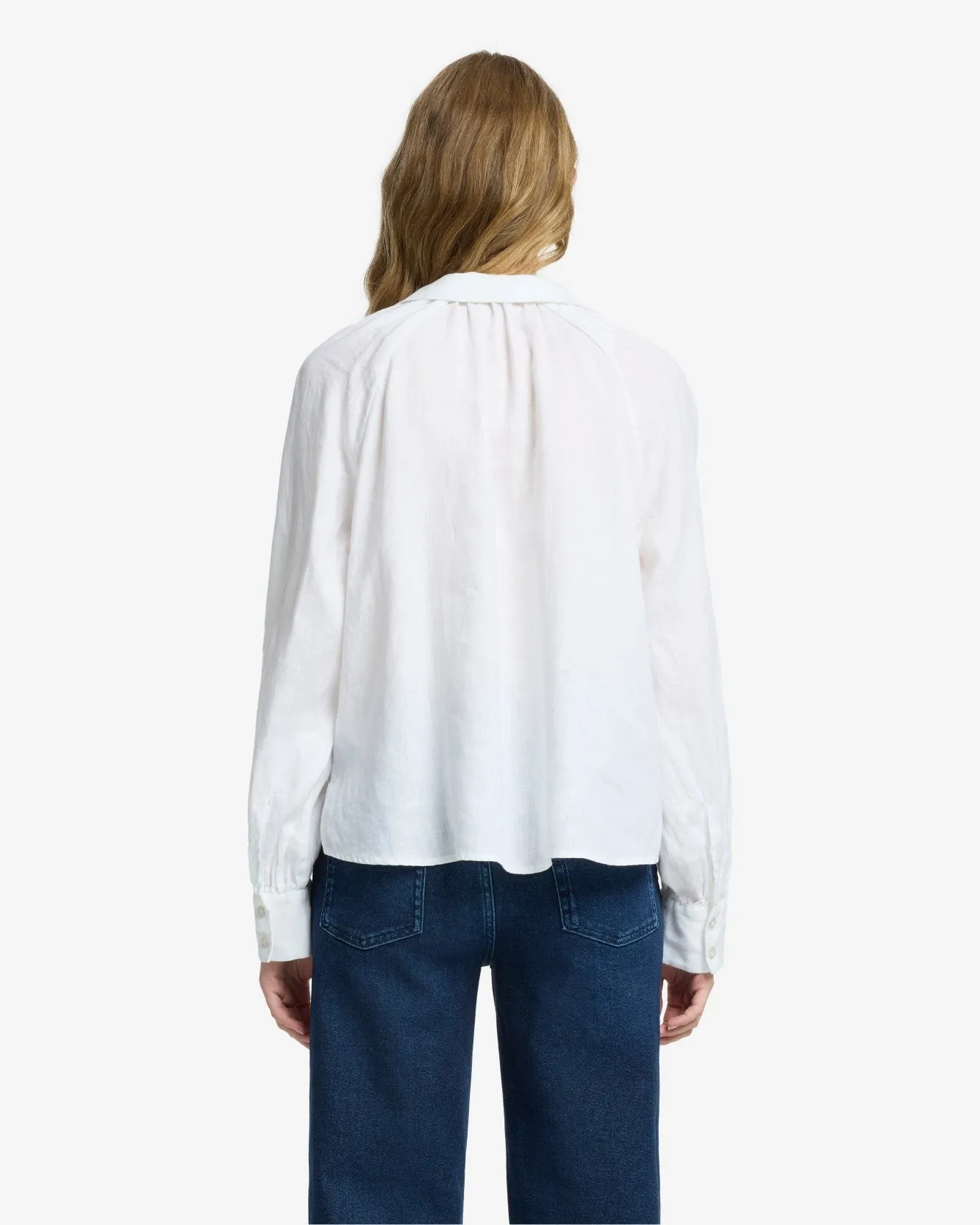 Tie Neck Linen Blouse in Optical White sold by 7 For All Mankind product image thumbnail 5