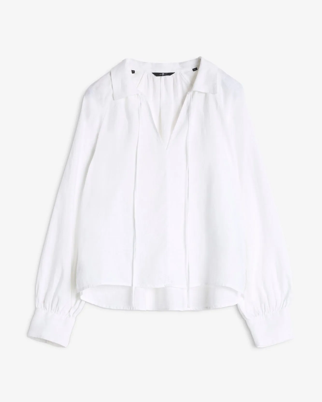Tie Neck Linen Blouse in Optical White sold by 7 For All Mankind
