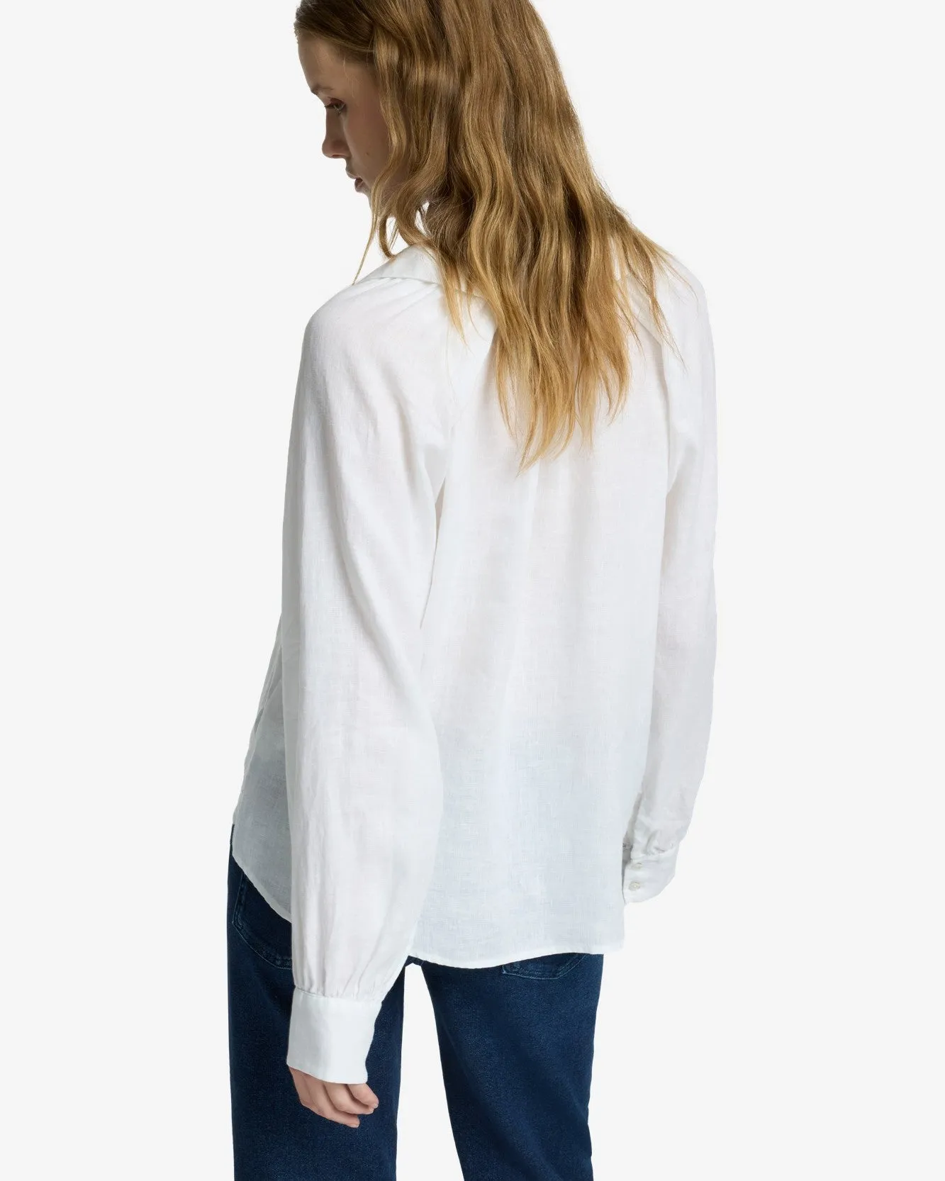 Tie Neck Linen Blouse in Optical White sold by 7 For All Mankind product image thumbnail 4
