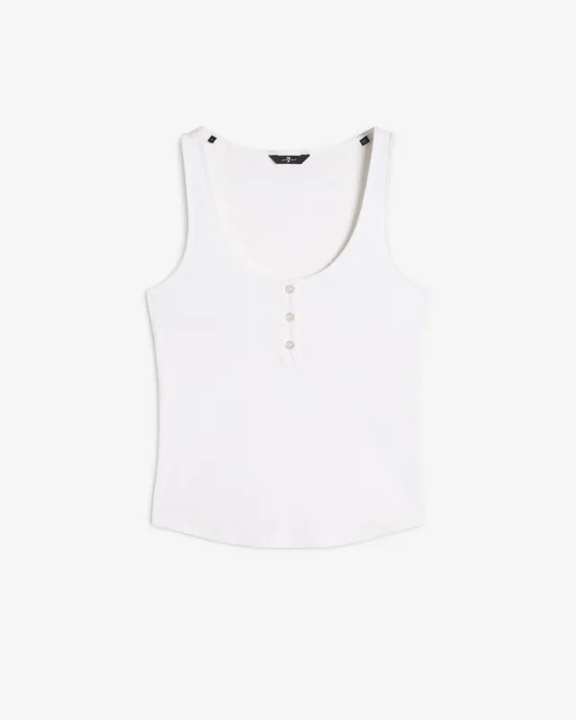 Ribbed Henley Tank in Optical White sold by 7 For All Mankind