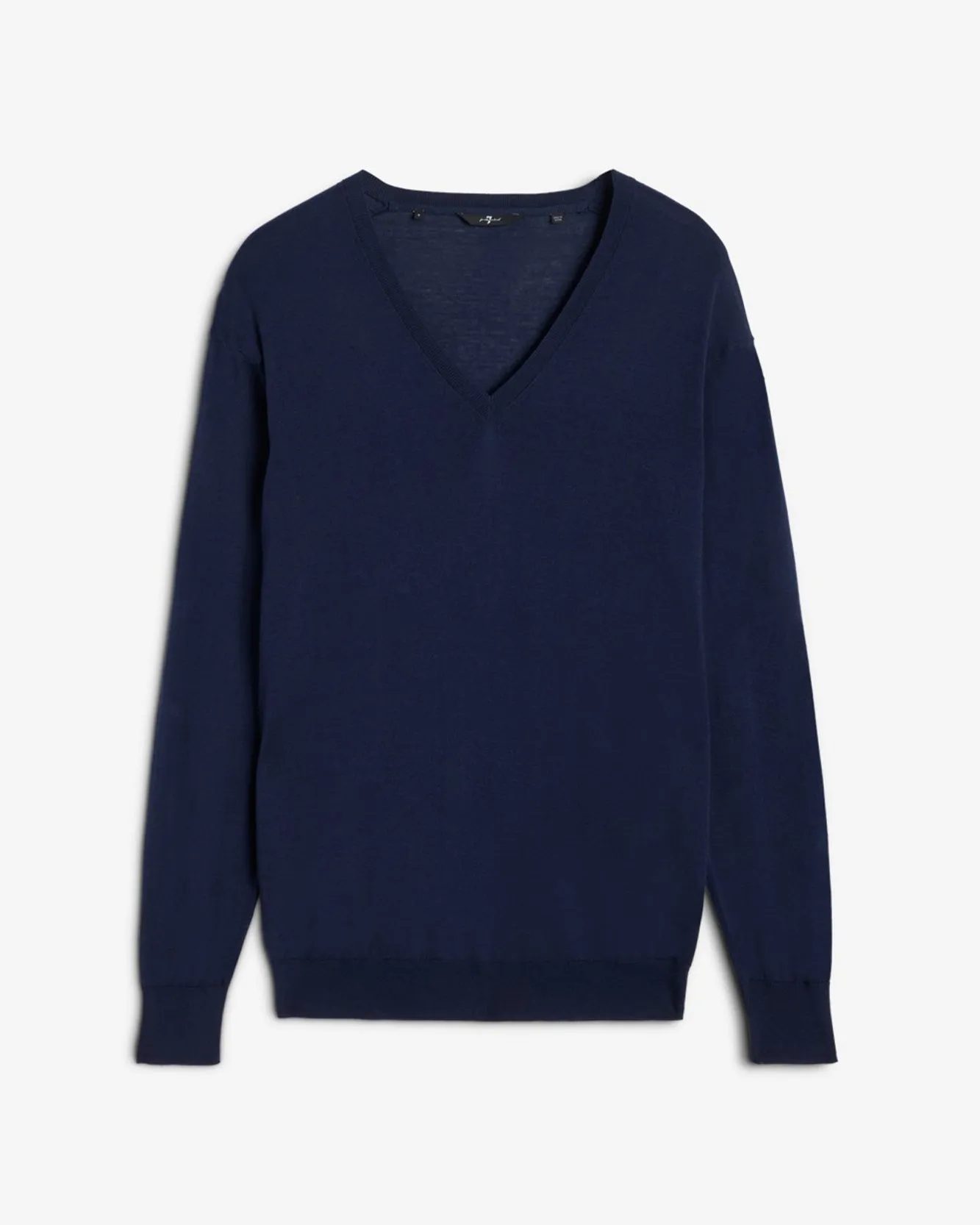 Silk Blend V-Neck Pullover in Navy sold by 7 For All Mankind
