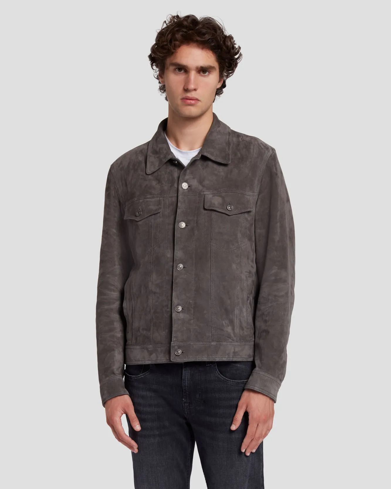 Suede Western Jacket in Dusty Grey sold by 7 For All Mankind product image thumbnail 3